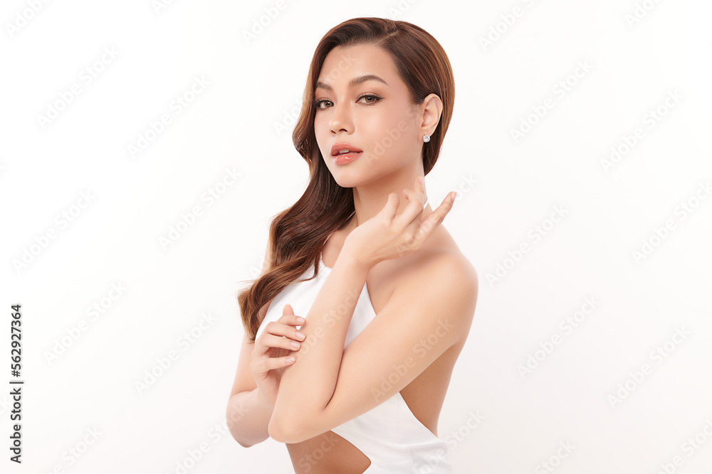 Beautiful young asian woman with clean fresh skin on white background, Face care, Facial treatment, Cosmetology, beauty and spa, Asian women portrait. Beautiful young asian woman with clean fresh skin on white background, Face care, Facial treatment, Cosmetology, beauty and spa, Asian women portrait.