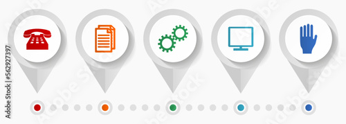 Technology vector icons, flat design web pointers collection, business concept infographic template