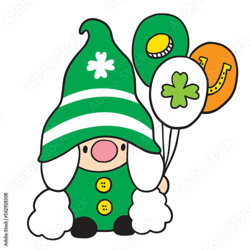 Fototapeta Naklejka Na Ścianę i Meble -  Cartoon cute St patrick's day Gnome character vector.