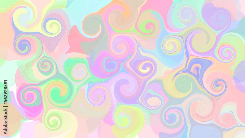 Curly shapes effect sweet colors art background