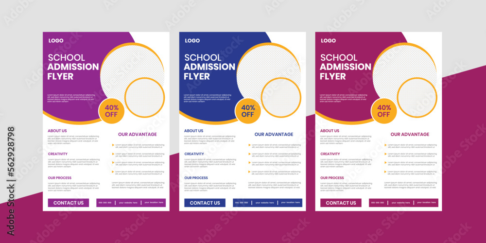 Naklejka premium Children back to school admission flyer, school college flyer, education art flyer, and recent scholar ship primary, brochure flyer design