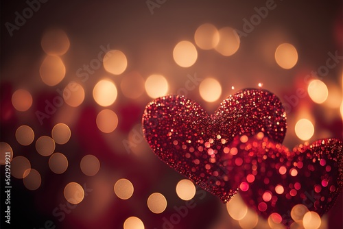 Heart Shape red bokeh background valentine's day. valentine day. bokeh background. Generative AI