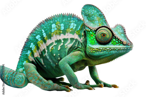 Chameleon isolated on white background, generative ai, PNG