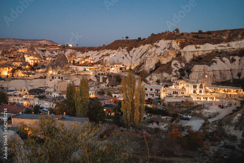 Goreme city at night in Cappadocia, Central Anatolia