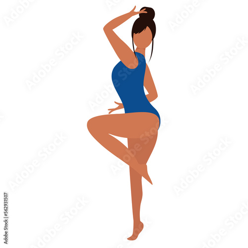 A Beautiful Latina woman is posing in a bikini. Dancing woman in swimsuit. Vector illustration.