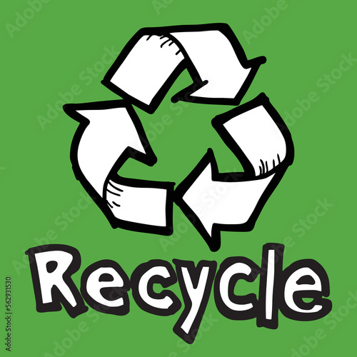 Sketch doodle recycle reuse reduce symbol isolated. Recycle icon sign for ecological. Hand-drawn style vector 