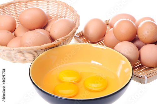 Broken egg isolated on white background