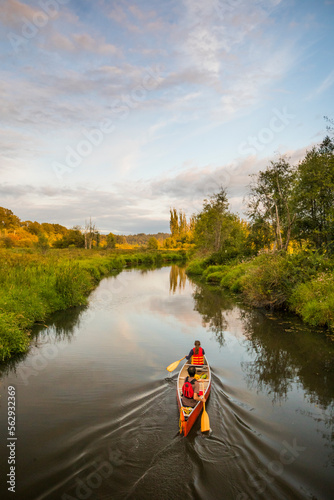 Canoeing in Still Creek, Burnaby,  British Columbia. photo