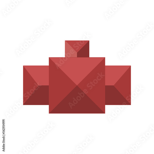 Top view of city red roof of house for scheme illustration. Aerial view of house roof, street or park element for cityscape plan or map. Landscape design, architecture concept