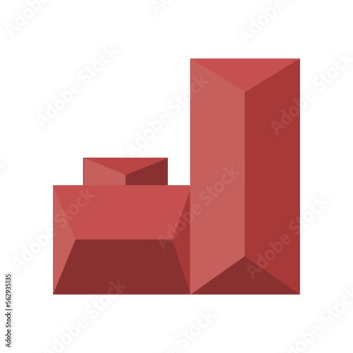 Top view of red house roof for scheme vector illustration. Aerial view of house roof, street or park element for cityscape plan or map. Landscape design, architecture concept