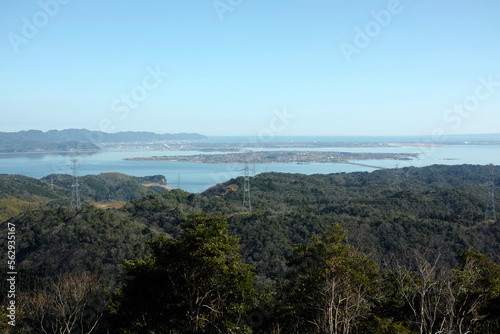 島根県松江市の和久羅山から見た大根島と弓浜半島