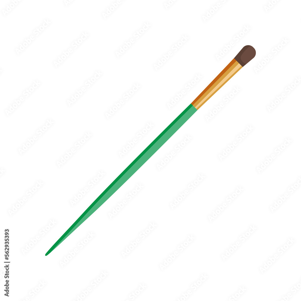 Painting round brush for artists cartoon illustration. Paintbrush for drawing on white background, painter supply. Art, stationery concept