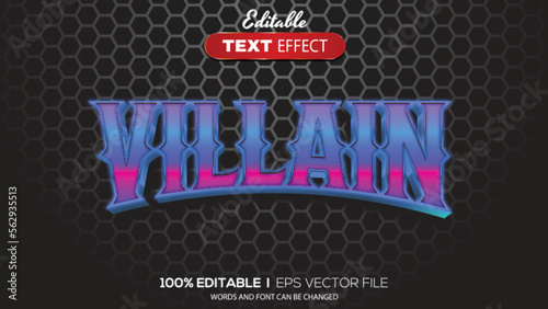 3D editable text effect villain theme
