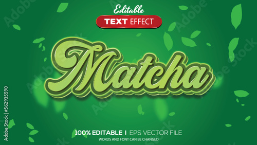 3D editable text effect matcha theme