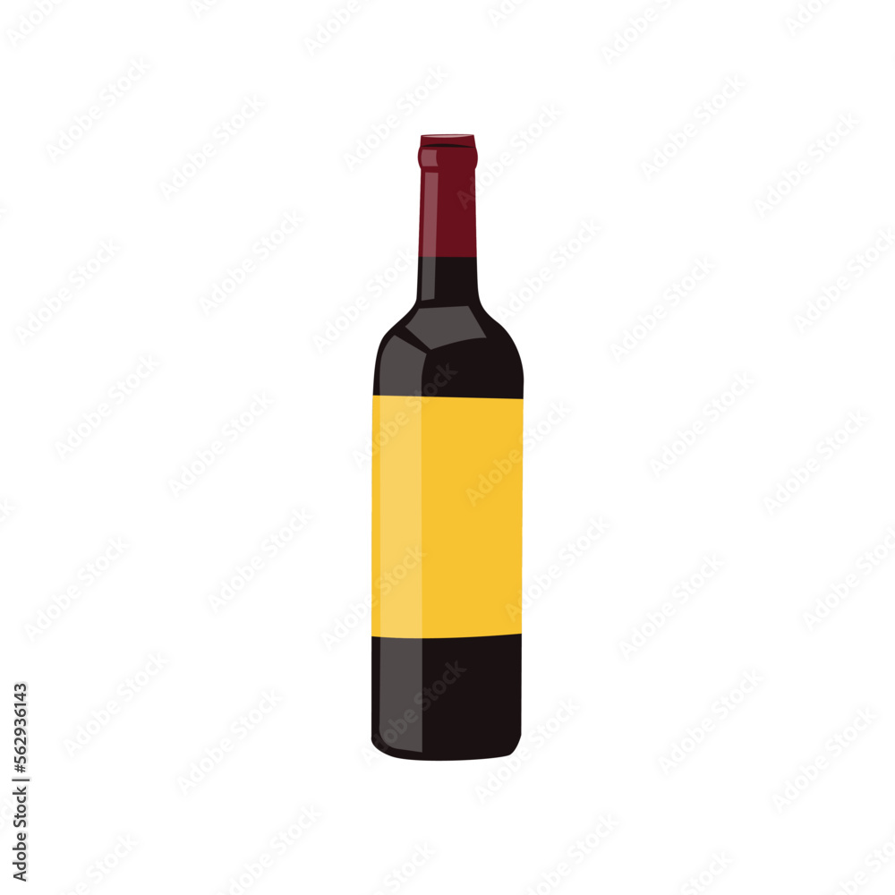 Bottle of wine cartoon illustration. Wine. Trip to Paris, beverage. France concept Bottle of wine cartoon illustration. Wine. Trip to Paris, beverage. France concept