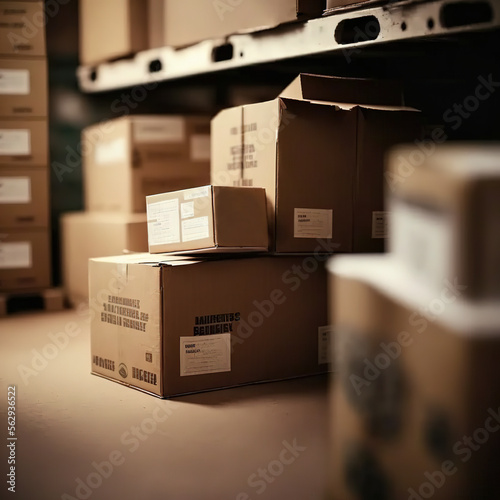 cardboard boxes in storage, generative AI