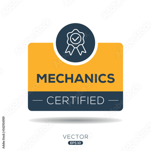 Creative (Mechanics) Certified badge, vector illustration.