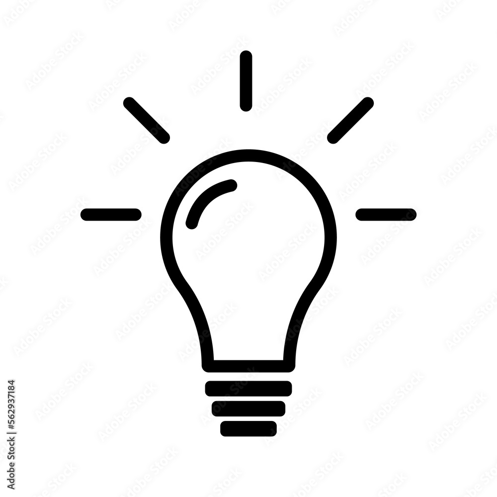 Light Bulb Line Icon , Isolated On White Background, Creative Thinking, Analytical Thinking For Processing. Light Bulb Line Icon , Isolated On White Background, Creative Thinking, Analytical Thinking For Processing.