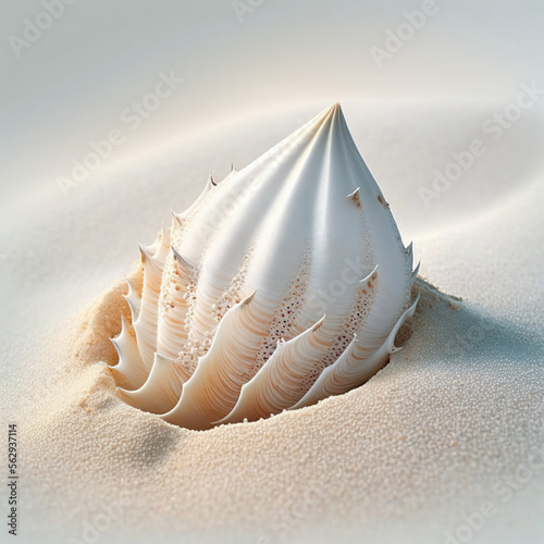 a large beautiful exotic seashell lies on the sand on an exotic beach, generative AI #562937114