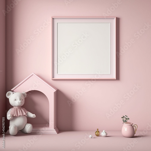 photo frame on background, basic setting, ideal for displaying artwork, photos, or printed materials.  Generative AI