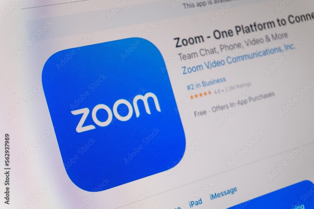 Wonosobo, Indonesia, January, 19 2023 Zoom mobile app icon is seen on