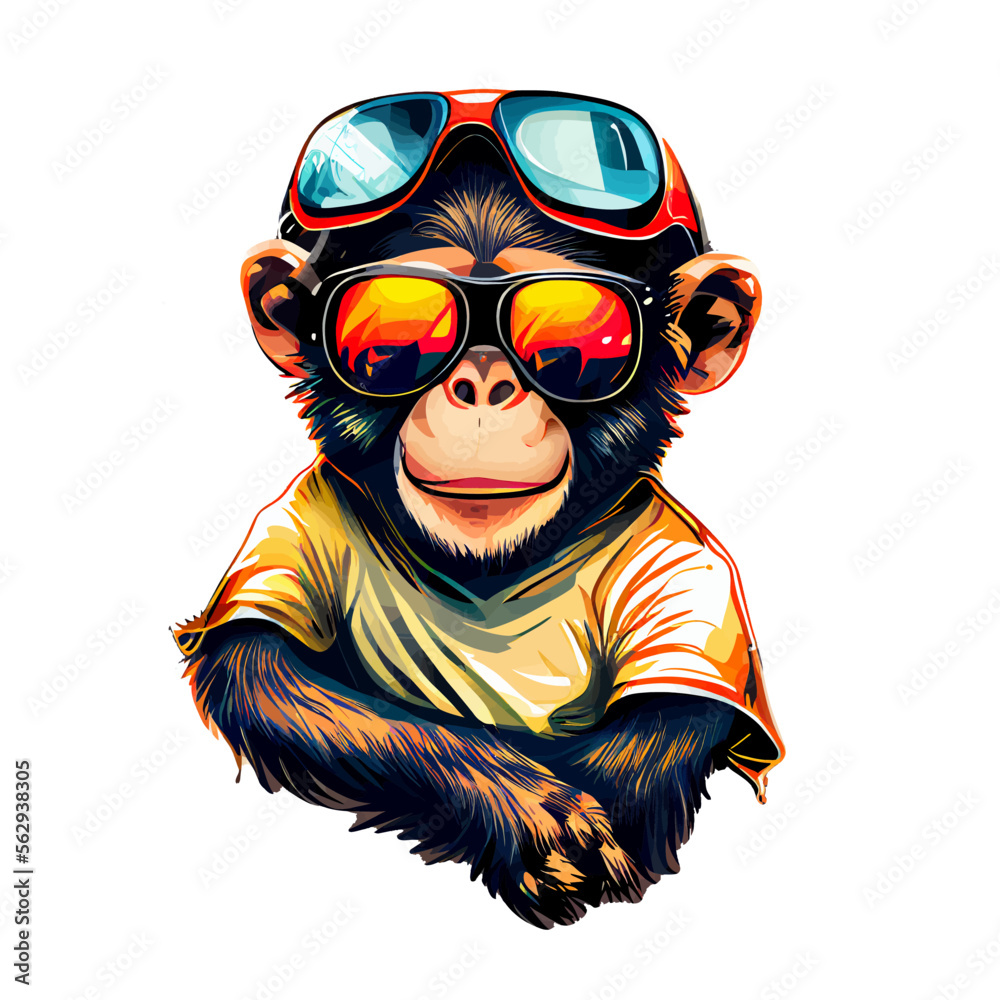 Colorful monkey ape artwork vector t-shirt design