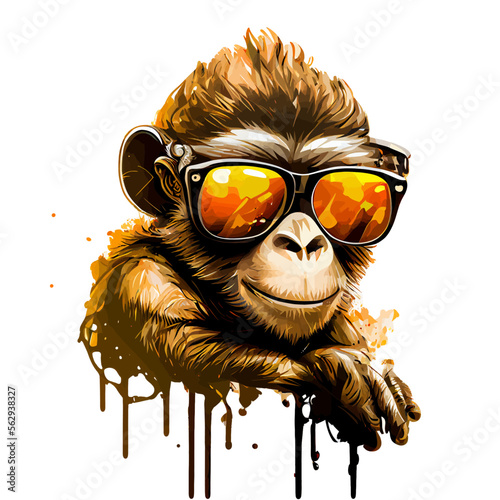 Colorful monkey ape artwork vector t-shirt design