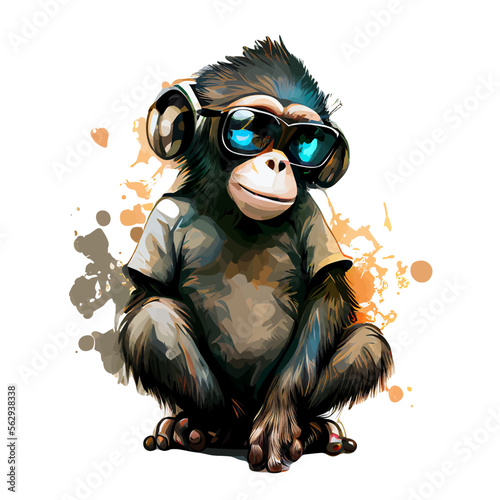 Colorful monkey ape artwork vector t-shirt design