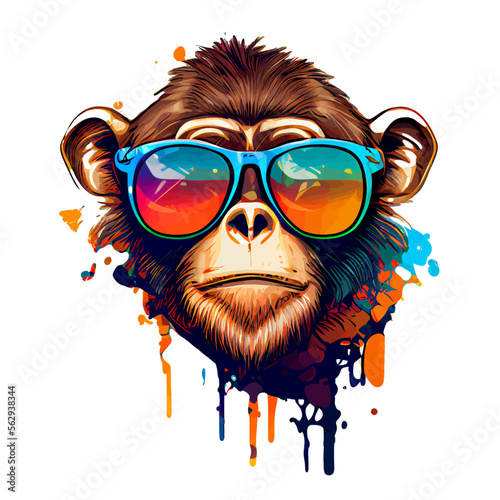 Colorful monkey ape artwork vector t-shirt design