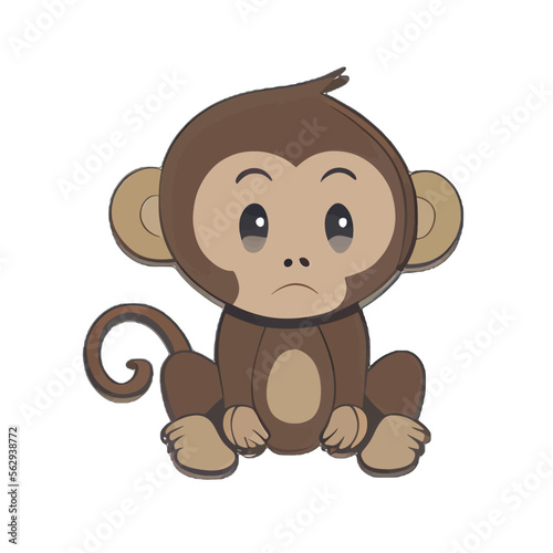 Cute monkey illustration vector  simple funny ape design