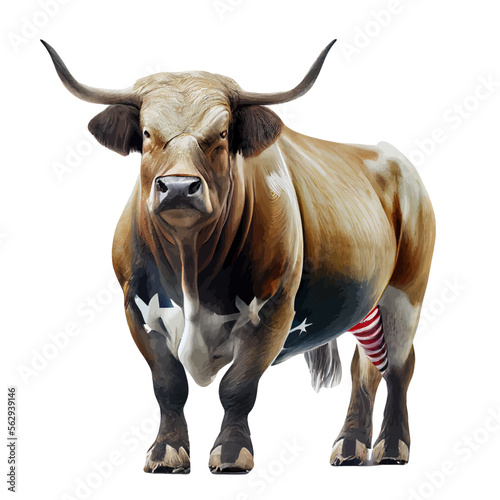 American patriot bull vector illustration graphic, Colorful buffalo america Flag