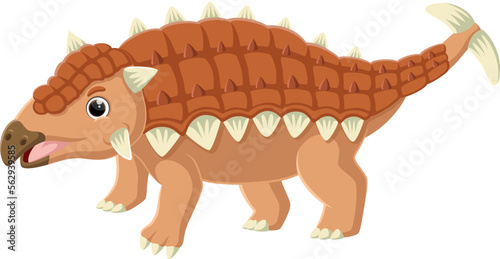 Cartoon ankylosaurus dinosaur isolated on white