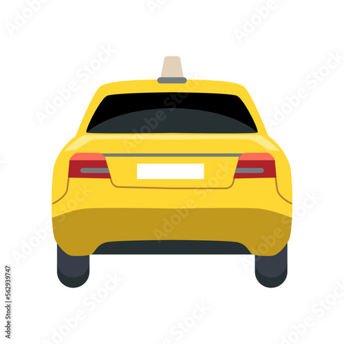 Fotografiet Taxi car back view vector illustration
