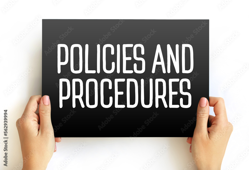 Policies And Procedures text on card, concept background Policies And Procedures text on card, concept background