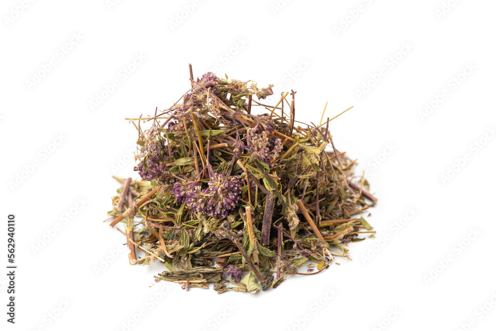 Heap of dried leaves green tea japanese sencha on white background Heap of dried leaves green tea japanese sencha on white background