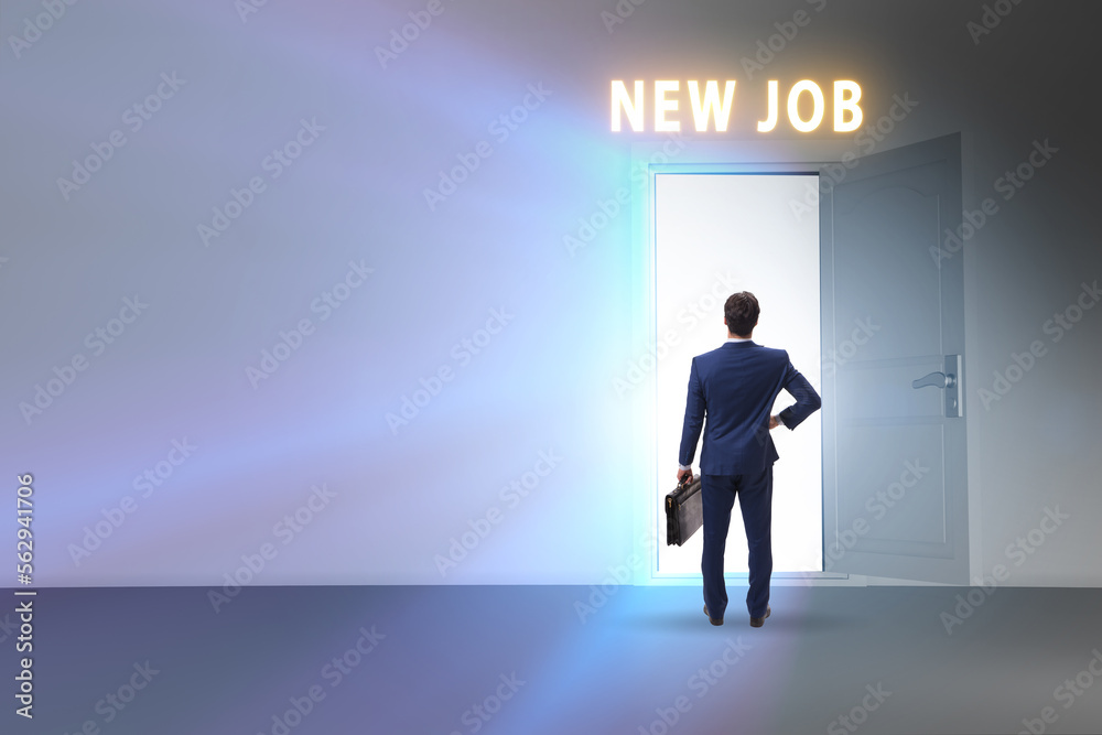 Fototapeta premium New job concept with open door