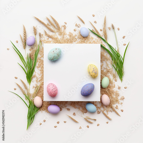 easter background, frame, empty space, Generative AI