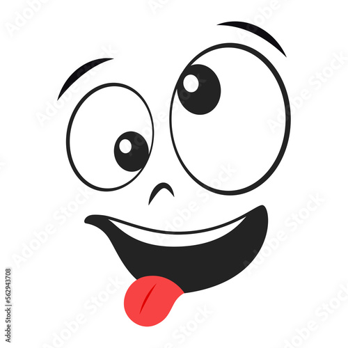 Cartoon zany face. Silly expression vector illustration.
