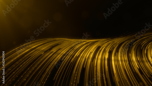 Fototapeta Naklejka Na Ścianę i Meble -  Gold digital line abstract background for new year or important events, 3d rendering