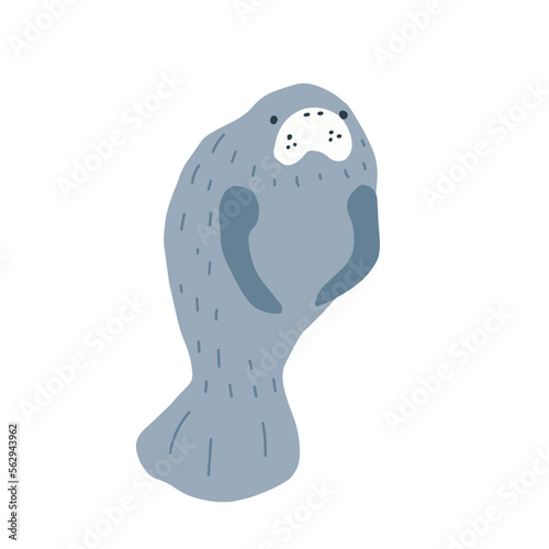 Manatees. Scandinavian style under sea. Save the manatee concept. Character design. Vector illustrations isolated on white background.