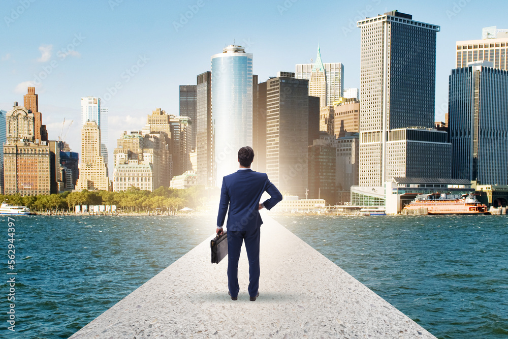 Businessman in the ambition and determination concept Businessman in the ambition and determination concept