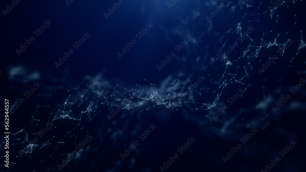 Naklejka premium Blue abstract background digital line and dots connect, Technology network connections abstract background concept, 3d rendering