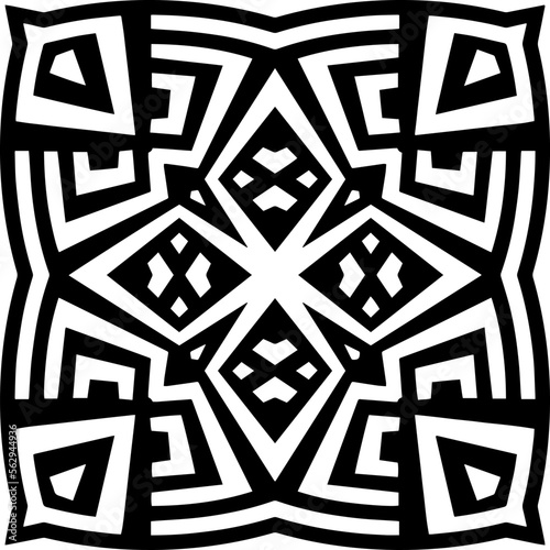 Vector pattern in geometric ornamental style. Black and white color.Seamless pattern.