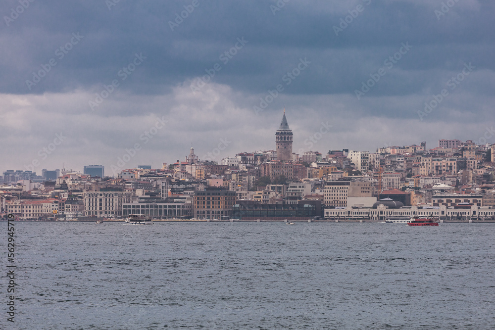 A Seagull flies by the Suleymaniye Mosque in the Golden Horn inlet, Istanbul