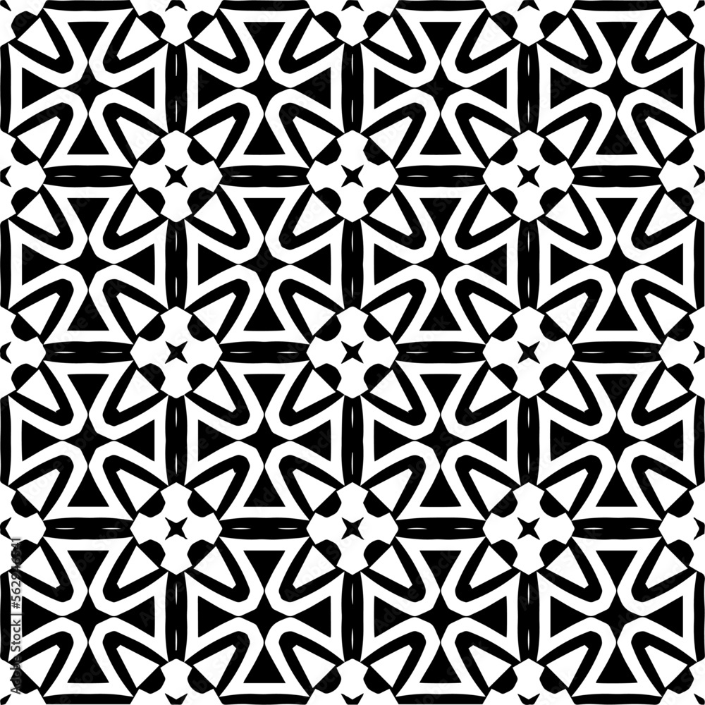 Fototapeta premium Vector pattern in geometric ornamental style. Black and white color.Seamless pattern.