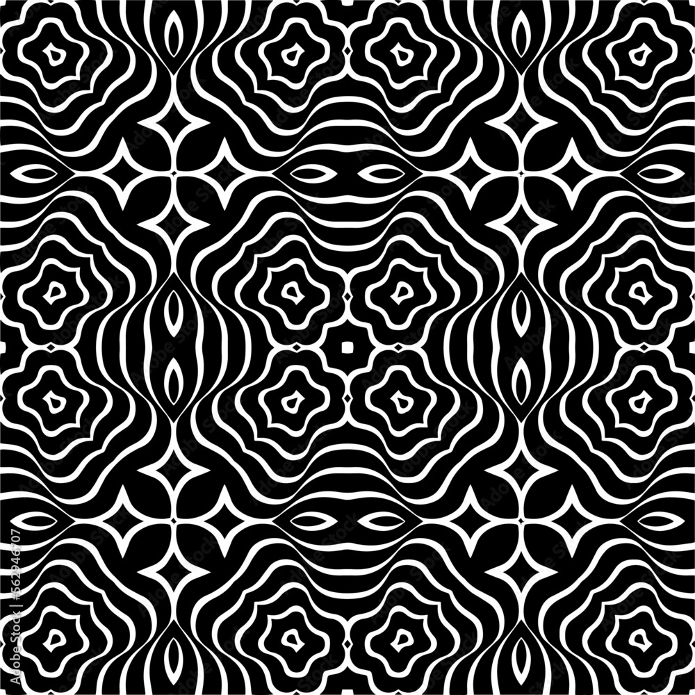 Vector pattern in geometric ornamental style. Black and white color.Seamless pattern.