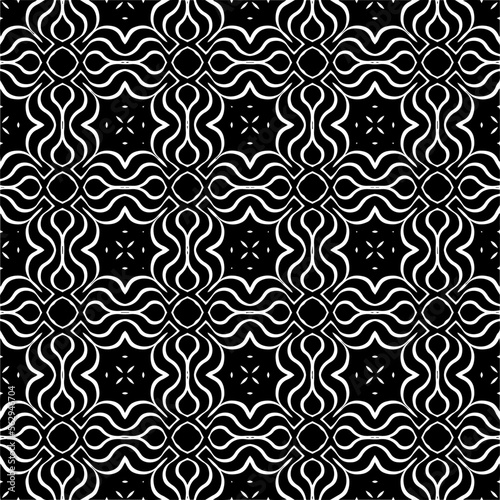 Vector pattern in geometric ornamental style. Black and white color.Seamless pattern.