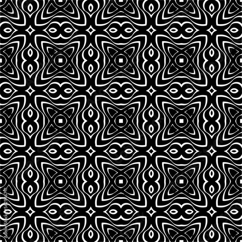 Vector pattern in geometric ornamental style. Black and white color.Seamless pattern.