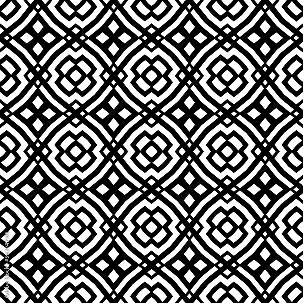 Fototapeta premium Vector pattern in geometric ornamental style. Black and white color.Seamless pattern.