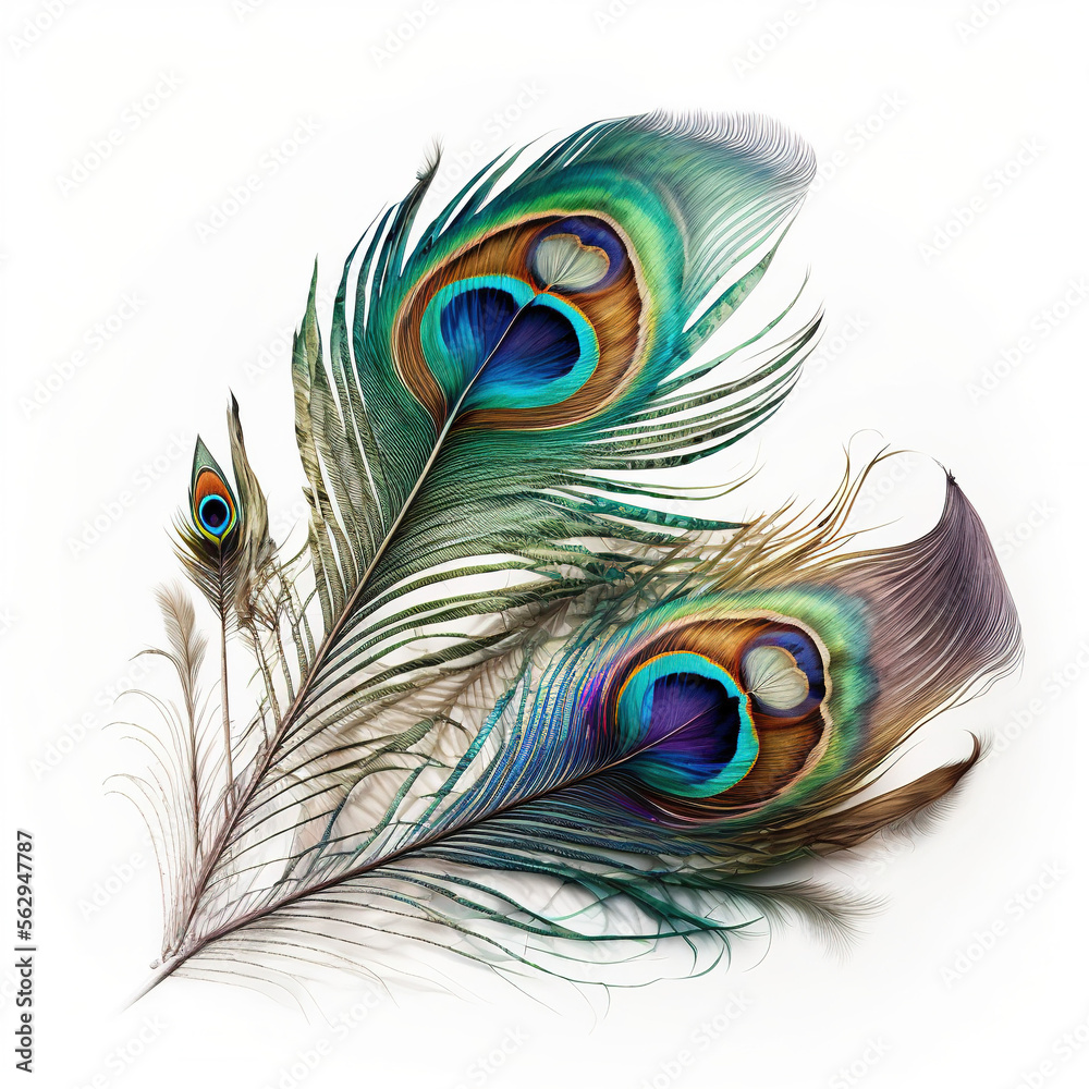 Fototapeta premium colorful peacock feathers, generative AI